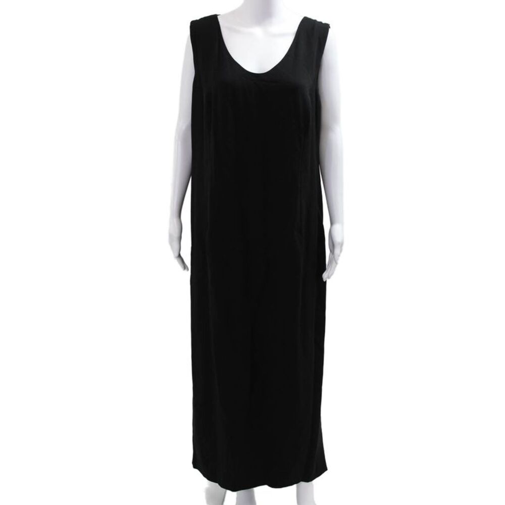 Sunny Choi Womens Maxi Shift Dress Black V Neck Sleeveless Knee Length Size 18W